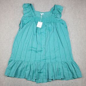 NWT LC Lauren Conrad Green‎ Smocked Ruffle Sleeve Midi Dress M Medium Teal Party